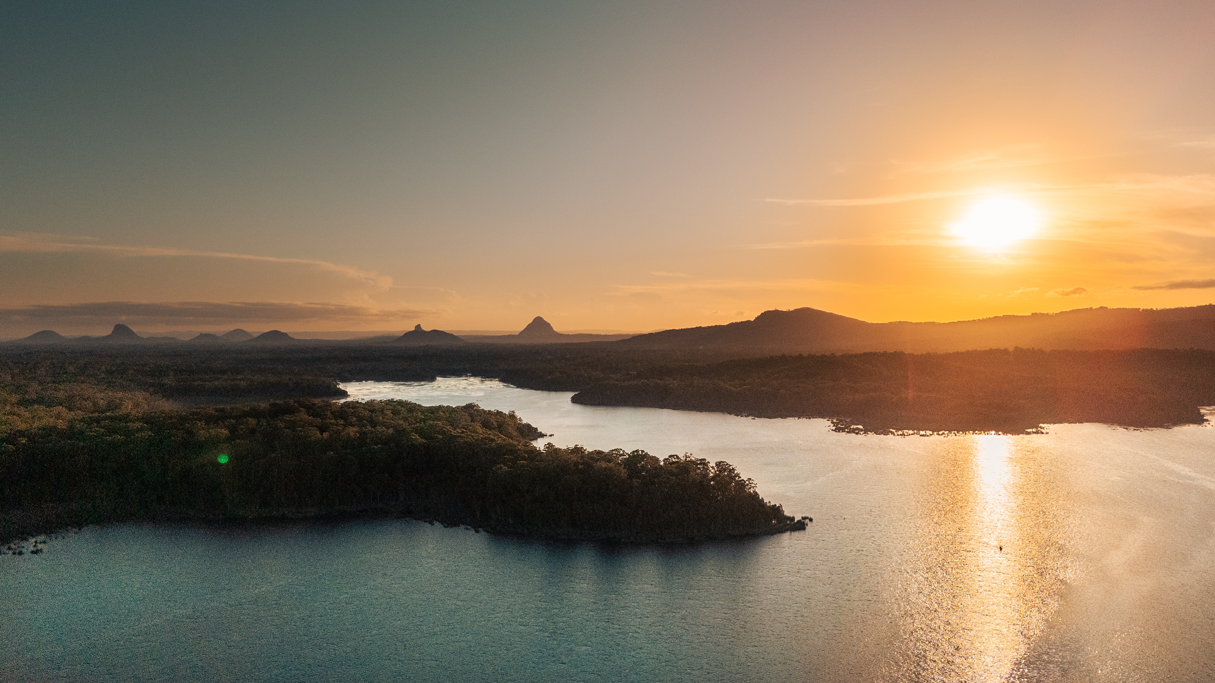 Glasshouse mountains landscape image